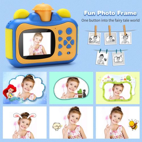  INKPOT Instant Print Camera for Kids,Zero Ink 1080p Video Kids Digital 12MP Selfie Camera for Girls Boys,Birthday Gift Photo Instant Camera for Kids Age 7 8 9 10 11-Color Pens,Prin