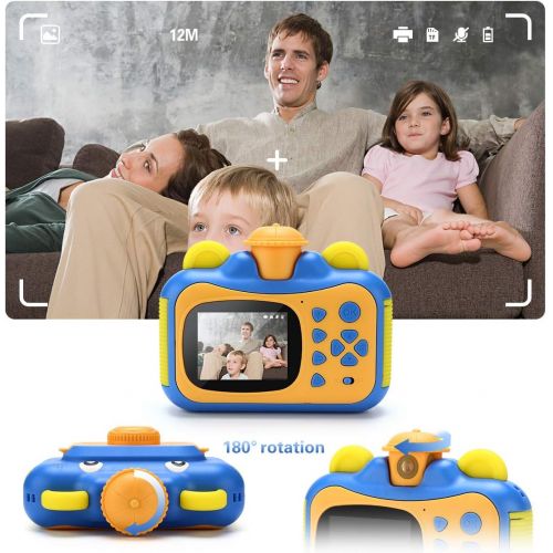  [아마존베스트]INKPOT Instant Print Camera for Kids,Zero Ink 1080p Video Kids Digital 12MP Selfie Camera for Girls Boys,Birthday Gift Photo Instant Camera for Kids Age 7 8 9 10 11-Color Pens,Prin