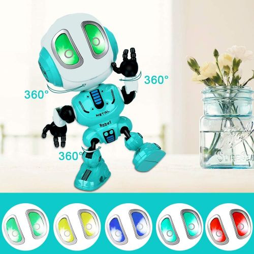  [아마존베스트]INLAIER Mini Talking Robot Toys Robots Toy for Kids, Boys, Girls Metal Talking Robot Kit Bright LED Toys Interactive Voice Changer Robot Travel Toys (Blue)