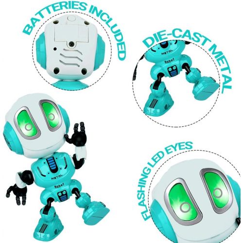  [아마존베스트]INLAIER Mini Talking Robot Toys Robots Toy for Kids, Boys, Girls Metal Talking Robot Kit Bright LED Toys Interactive Voice Changer Robot Travel Toys (Blue)