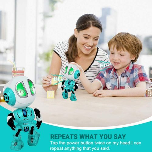  [아마존베스트]INLAIER Mini Talking Robot Toys Robots Toy for Kids, Boys, Girls Metal Talking Robot Kit Bright LED Toys Interactive Voice Changer Robot Travel Toys (Blue)