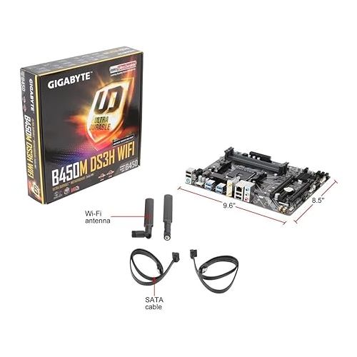  INLAND AMD Ryzen 5 4500 6-Core 12-Thread Unlocked Desktop Processor Bundle with GIGABYTE B450M DS3H WiFi MATX AM4 Gaming Motherboard,