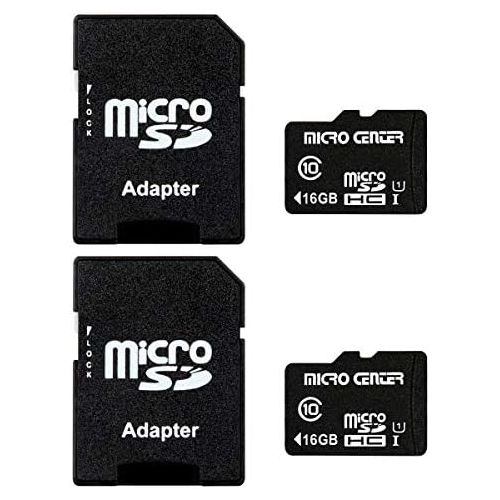  INLAND Micro Center 16GB Class 10 Micro SDHC Flash Memory Card with Adapter for Mobile Device Storage Phone, Tablet, Drone & Full HD Video Recording - 80MB/s UHS-I, C10, U1 (2 Pack)