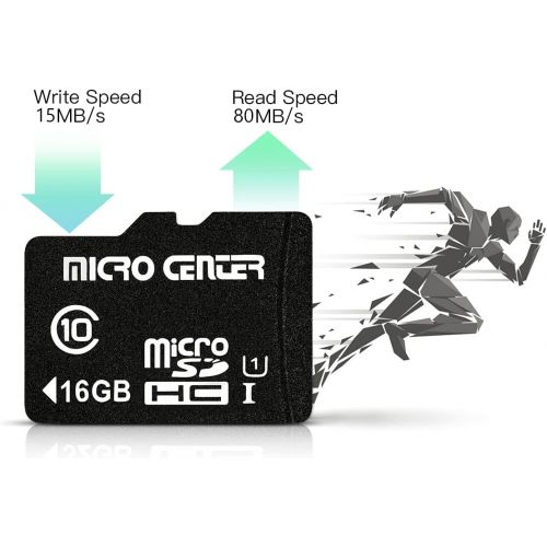  INLAND Micro Center 16GB Class 10 Micro SDHC Flash Memory Card with Adapter for Mobile Device Storage Phone, Tablet, Drone & Full HD Video Recording - 80MB/s UHS-I, C10, U1 (2 Pack)