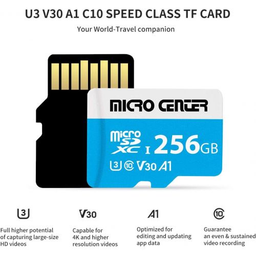  INLAND Micro Center Premium 256GB microSDXC Card, Nintendo-Switch Compatible Micro SD Card, UHS-I C10 U3 V30 4K UHD Video A1 Flash Memory Card with Adapter (256GB)