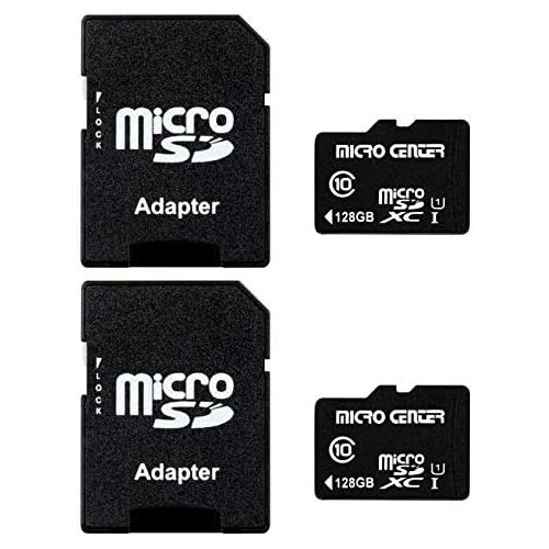  INLAND Micro Center 128GB Class 10 MicroSDXC Flash Memory Card with Adapter for Mobile Device Storage Phone, Tablet, Drone & Full HD Video Recording - 80MB/s UHS-I, C10, U1 (2 Pack)