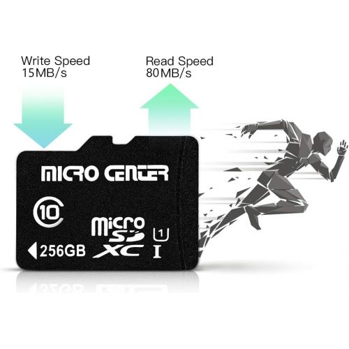  INLAND Micro Center 256GB Class 10 MicroSDXC Flash Memory Card with Adapter for Mobile Device Storage Phone, Tablet, Drone & Full HD Video Recording - 80MB/s UHS-I, C10, U1 (1 Pack)
