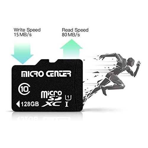 INLAND Micro Center 128GB Class 10 MicroSDXC Flash Memory Card with Adapter for Mobile Device Storage Phone, Tablet, Drone & Full HD Video Recording - 80MB/s UHS-I, C10, U1 (1 Pack)