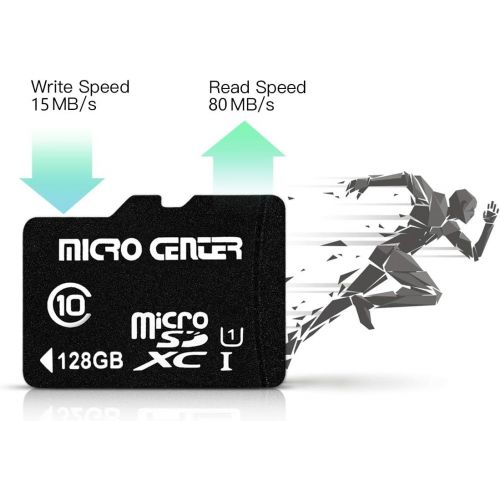  INLAND Micro Center 128GB Class 10 MicroSDXC Flash Memory Card with Adapter for Mobile Device Storage Phone, Tablet, Drone & Full HD Video Recording - 80MB/s UHS-I, C10, U1 (1 Pack)