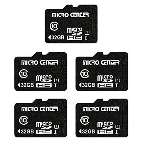  INLAND Micro Center 32GB Class 10 Micro SDHC Flash Memory Card with Adapter for Mobile Device Storage Phone, Tablet, Drone & Full HD Video Recording - 80MB/s UHS-I, C10, U1 (5 Pack)