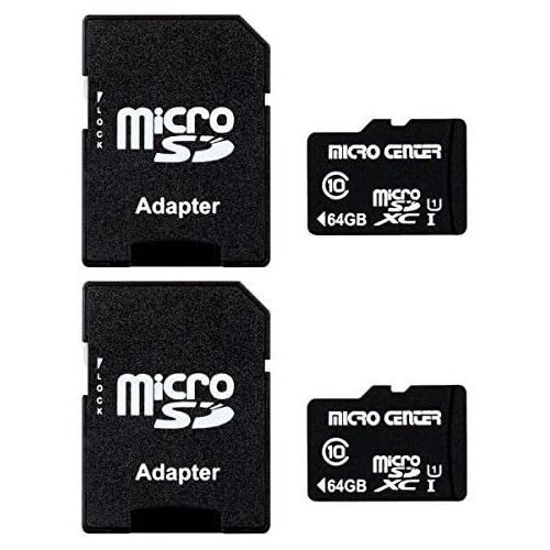  INLAND Micro Center 64GB Class 10 MicroSDXC Flash Memory Card with Adapter for Mobile Device Storage Phone, Tablet, Drone & Full HD Video Recording - 80MB/s UHS-I, C10, U1 (2 Pack)