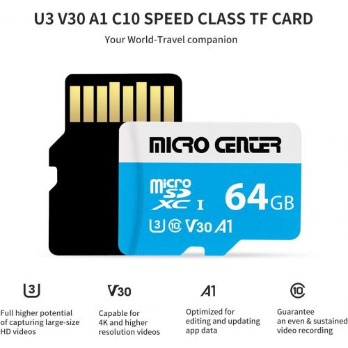  INLAND Micro Center Premium 64GB microSDXC Card, Nintendo-Switch Compatible Memory Card, UHS-I C10 U3 V30 4K UHD Video A1 Micro SD Card with Adapter (64GB)