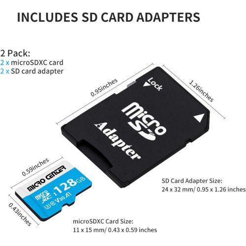  INLAND Micro Center 128GB microSDXC Card 2 Pack, Nintendo-Switch Compatible Flash Memory Card, UHS-I C10 U3 V30 4K UHD Video A1 R/W Speed up to 90/60 MB/s Micro SD Card with Adapter (128G