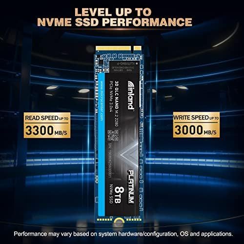  Inland Platinum 8TB NVMe SSD M.2 2280 PCIe Gen 3.0x4 3D NAND Internal Solid State Drive, R/W up to 3300/3,000 MB/s, 1800 TBW, PCIe Express 3.1 and NVMe 1.3 Compatible, Utimate Gami