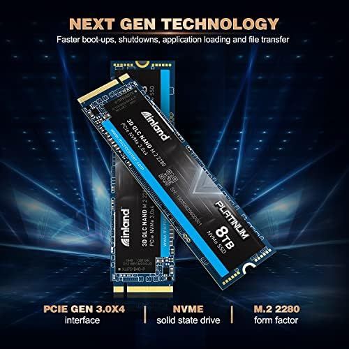  Inland Platinum 8TB NVMe SSD M.2 2280 PCIe Gen 3.0x4 3D NAND Internal Solid State Drive, R/W up to 3300/3,000 MB/s, 1800 TBW, PCIe Express 3.1 and NVMe 1.3 Compatible, Utimate Gami