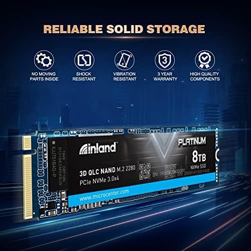  Inland Platinum 8TB NVMe SSD M.2 2280 PCIe Gen 3.0x4 3D NAND Internal Solid State Drive, R/W up to 3300/3,000 MB/s, 1800 TBW, PCIe Express 3.1 and NVMe 1.3 Compatible, Utimate Gami