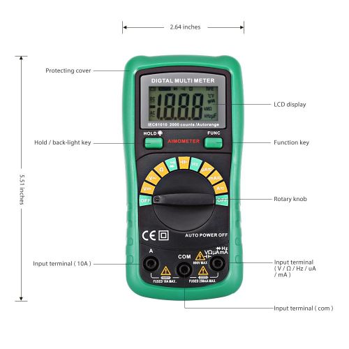  [아마존 핫딜]  [아마존핫딜]INLIFE InLife Digital Multimeter Strompruefer Spannungsmesser mit Sicherheitsschutz, Auto-Off-Funktion und Hintergrundbeleuchtung