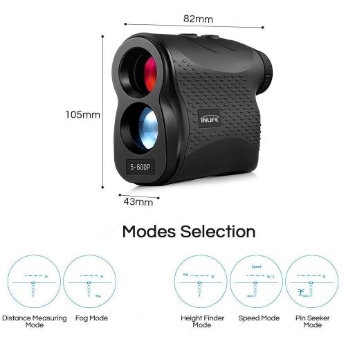  INLIFE Laser Rangefinder 656 Yard Distance Meter 6X Monocular Golf Range Finder with Slope, Flag-Lock, Height, Fog, Distance, Speed Measurement