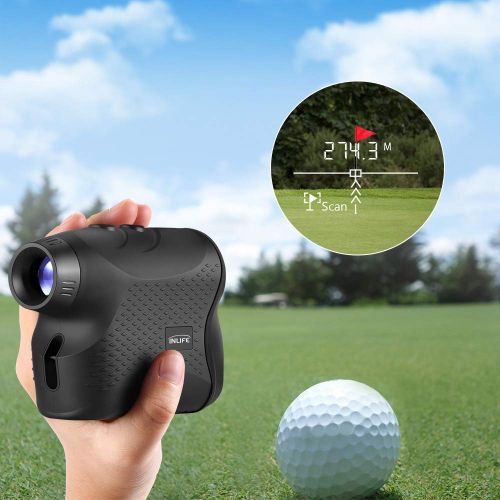  INLIFE Laser Rangefinder 656 Yard Distance Meter 6X Monocular Golf Range Finder with Slope, Flag-Lock, Height, Fog, Distance, Speed Measurement