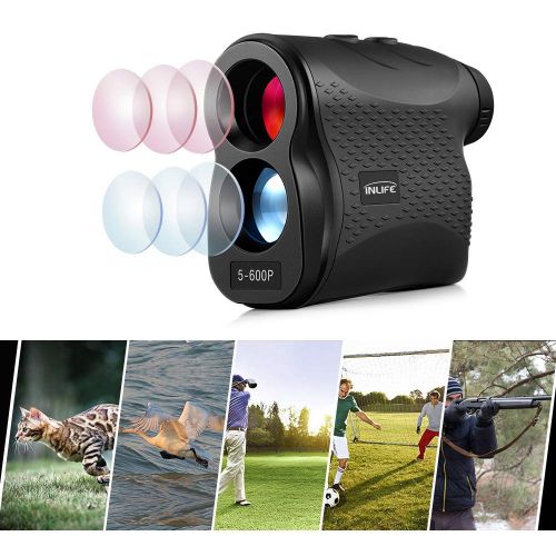  INLIFE Laser Rangefinder 656 Yard Distance Meter 6X Monocular Golf Range Finder with Slope, Flag-Lock, Height, Fog, Distance, Speed Measurement