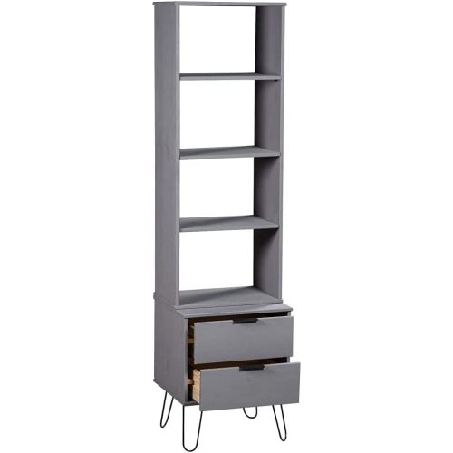  INLIFE Book Cabinet New York Range Gray Solid Pine Wood 20.1KG