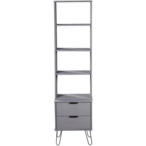  INLIFE Book Cabinet New York Range Gray Solid Pine Wood 20.1KG
