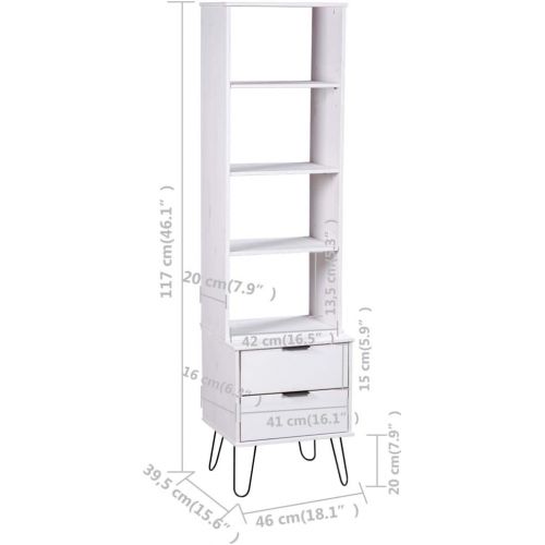  INLIFE Book Cabinet New York Range White Solid Pine Wood 20.1KG