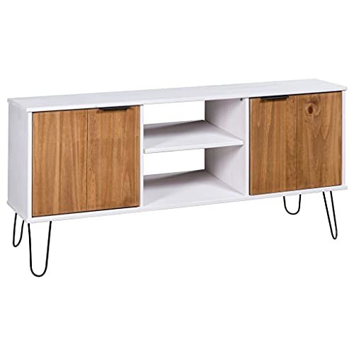  INLIFE TV Cabinet New York Range White and Light Wood Solid Pine Wood 16.6KG