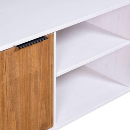 INLIFE TV Cabinet New York Range White and Light Wood Solid Pine Wood 16.6KG