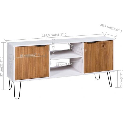  INLIFE TV Cabinet New York Range White and Light Wood Solid Pine Wood 16.6KG