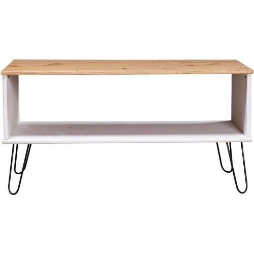  INLIFE Coffee Table New York Range White and Light Wood Solid Pine Wood 10.3KG