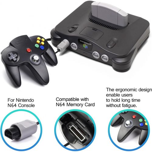  [아마존베스트]2 Pack N64 Controller, iNNEXT Classic Wired N64 64-bit Game pad Joystick for Ultra 64 Video Game Console N64 System (Black)