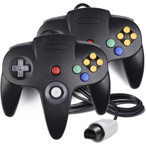  [아마존베스트]2 Pack N64 Controller, iNNEXT Classic Wired N64 64-bit Game pad Joystick for Ultra 64 Video Game Console N64 System (Black)