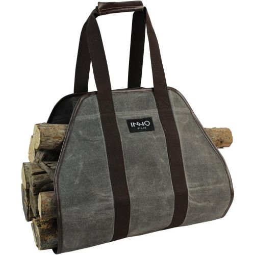  [아마존 핫딜] [아마존핫딜]INNO STAGE Waxed Canvas Log Carrier Tote Bag,40X19 Firewood Holder,Fireplace Wood Stove Accessories