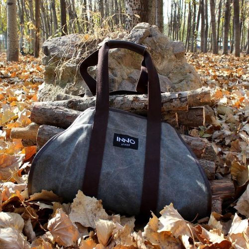  [아마존 핫딜] [아마존핫딜]INNO STAGE Waxed Canvas Log Carrier Tote Bag,40X19 Firewood Holder,Fireplace Wood Stove Accessories