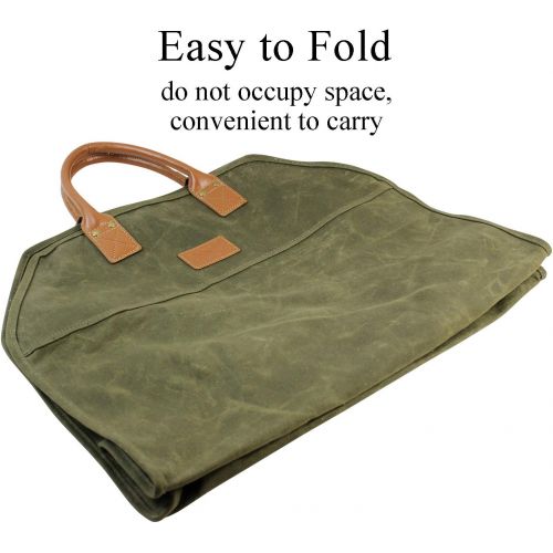  [아마존 핫딜] [아마존핫딜]INNO STAGE Heavy Duty Wax Canvas Log Carrier Tote,Large Fire Wood Bag,Durable Firewood Holder,Fireplace Wood Stove Accessories Storage Bag - Green