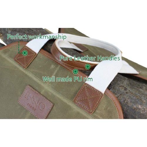  [아마존 핫딜] [아마존핫딜]INNO STAGE Canvas Log Carrier Bag,Durable Wood Tote,Fireplace Stove Accessories,Extra Large Firewood Holder with Handles for Camping Khaki