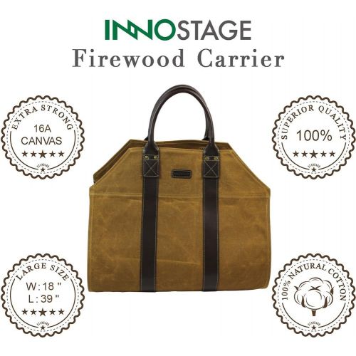  [아마존핫딜][아마존 핫딜] INNO STAGE Firewood Log Carrier Bag Waxed Canvas Fire Wood Carrying Holder for Fireplace Stove Accessories Indoor Outdoor
