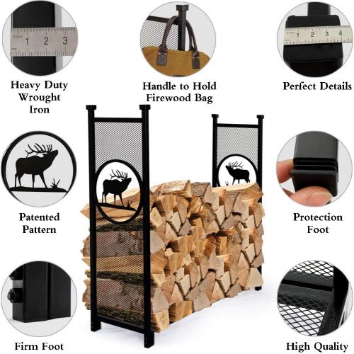  [아마존핫딜][아마존 핫딜] INNO STAGE Firewood Log Rack for Outdoor, Heavy Duty Log Storage Holder Fire Wood Pile Racks for Fireplace Patio with Special Elk Pattern - 4