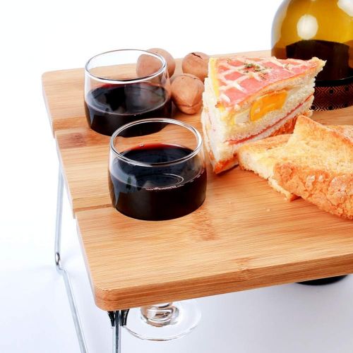  INNO STAGE Portable and Foldable Wine and Snack Table for Picnic Outdoor on The Beach Park or Indoor Bed for 2 or 4 - Best Gift for Father Mother