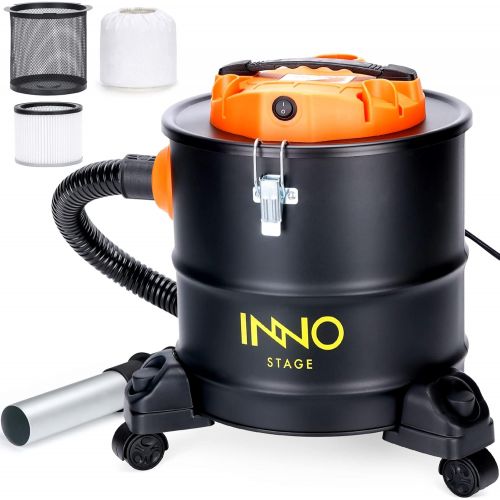  INNO STAGE Ash Vacuum Cleaner 5 Gallon with Wheeled Base, 1200W Powerful Suction Ash Vacuum, 96 Power Cord, Portable Style Ideal for Pellet Stoves, Wood Stoves, Bonfire Pits and BBQ Grills Or