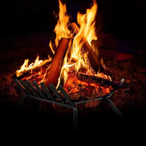  INNO STAGE Wrought Iron Fireplace Log Grate, 21 Inch Heavy Duty Steel Andirons, Solid Cast Firewood Burning Rack Holder for Indoor Chimney Hearth Wood Stove or Outdoor Camping Fire