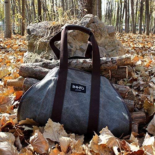  INNO STAGE Waxed Canvas Log Carrier Tote Bag,40X19 Firewood Holder,Fireplace Wood Stove Accessories