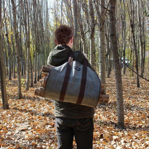  INNO STAGE Waxed Canvas Log Carrier Tote Bag,40X19 Firewood Holder,Fireplace Wood Stove Accessories