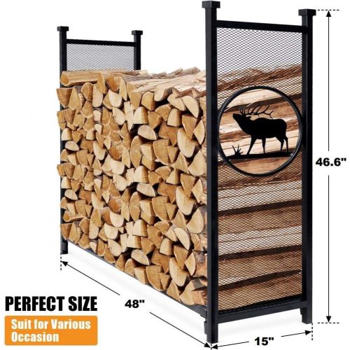  INNO STAGE Firewood Log Rack for Outdoor with Gloves, Heavy Duty Log Storage Holder Fire Wood Pile Racks for Fireplace Patio with Special Elk Pattern 4