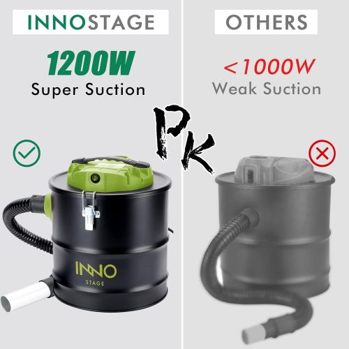  INNO STAGE 5 Gallon Ash Vacuum Cleaner with 1200W Powerful Suction, Ash Vacuum Collector for Fireplaces, Wood Burning Stoves, Bonfire Pits, and BBQ Grills