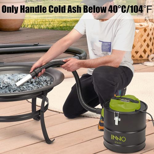  INNO STAGE 5 Gallon Ash Vacuum Cleaner with 1200W Powerful Suction, Ash Vacuum Collector for Fireplaces, Wood Burning Stoves, Bonfire Pits, and BBQ Grills