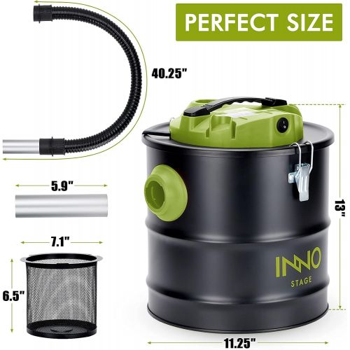  INNO STAGE 5 Gallon Ash Vacuum Cleaner with 1200W Powerful Suction, Ash Vacuum Collector for Fireplaces, Wood Burning Stoves, Bonfire Pits, and BBQ Grills