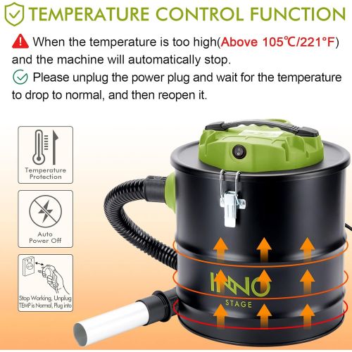  INNO STAGE 5 Gallon Ash Vacuum Cleaner with 1200W Powerful Suction, Ash Vacuum Collector for Fireplaces, Wood Burning Stoves, Bonfire Pits, and BBQ Grills