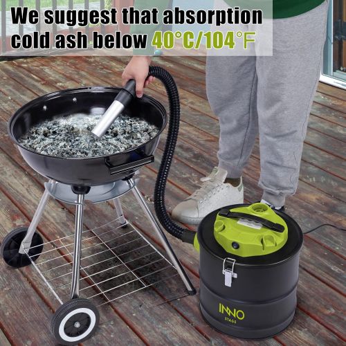  INNO STAGE 5 Gallon Ash Vacuum Cleaner with 1200W Powerful Suction, Ash Vacuum Collector for Fireplaces, Wood Burning Stoves, Bonfire Pits, and BBQ Grills